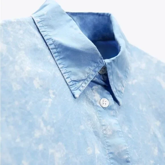 ZARA WASHED EFFECT POPLIN SHIRT - Picture 3 of 13